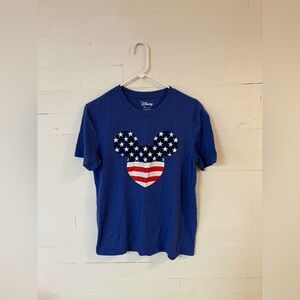 Disney Mickey Mouse American Flag Graphic T Shirt Mens Medium Blue